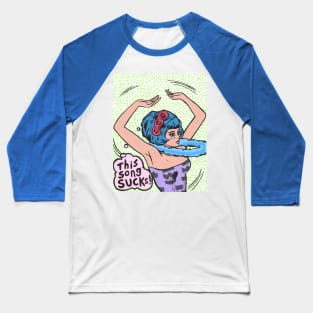 Dancing Hula Comic Girl Baseball T-Shirt